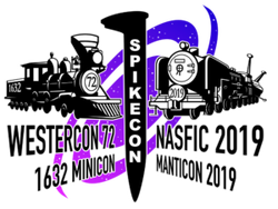 MantiCon 2019 was held as part of SpikeCon (NASFIC 13), which shared this logo with Westercon 72 and 1632 Minicon